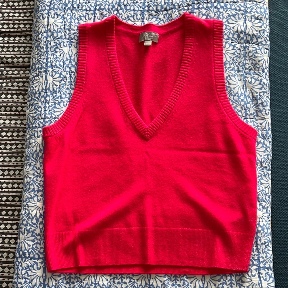 Deep Pink V-Neck Sweater Vest